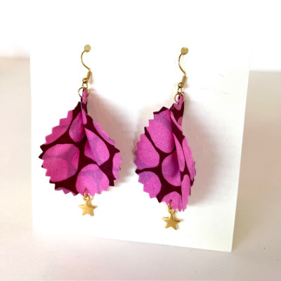 Boucles d'Oreilles "Volantes" Pois, Rose