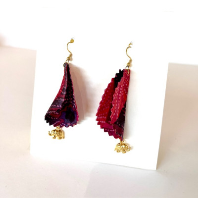 Boucles d'Oreilles "Volantes" Petits Pois, Bordeaux