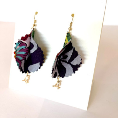 Boucles d'Oreilles "Volantes" Feuille, Parme