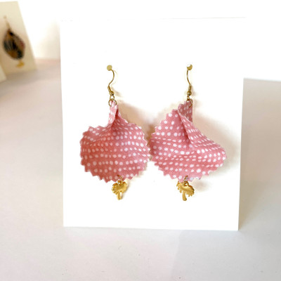 Boucles d'Oreilles "Volantes" Pois Rose