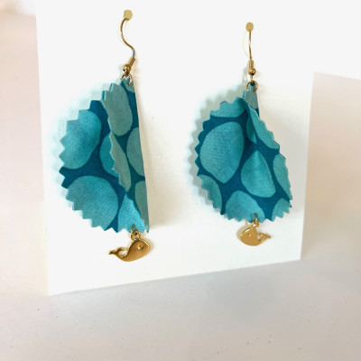 Boucles d'Oreilles "Volantes" Pois Aqua