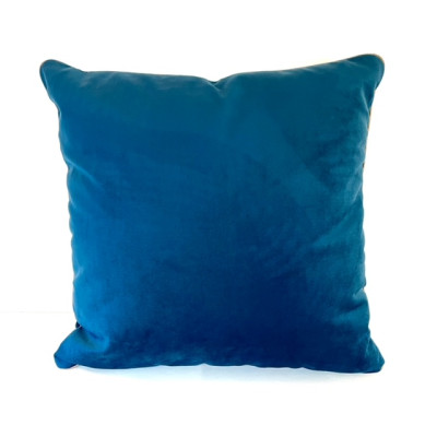 Coussin Carré Velours Bleu Canard