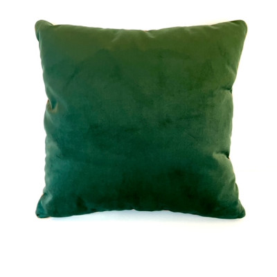 Coussin Carré Velours Uni Vert Foncé