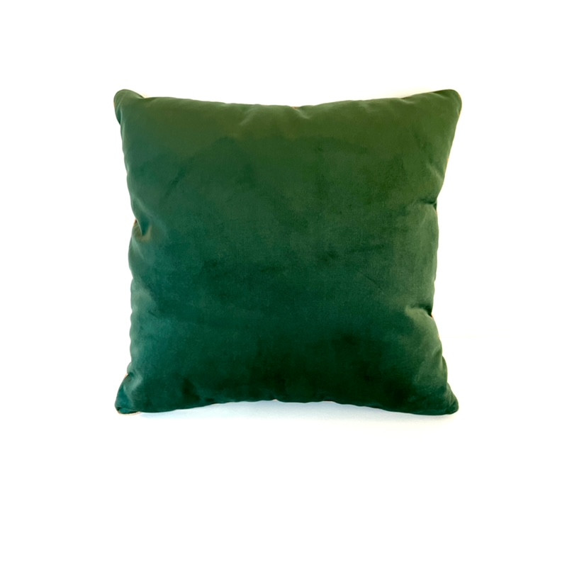 Coussin Carré Velours Uni Vert Foncé